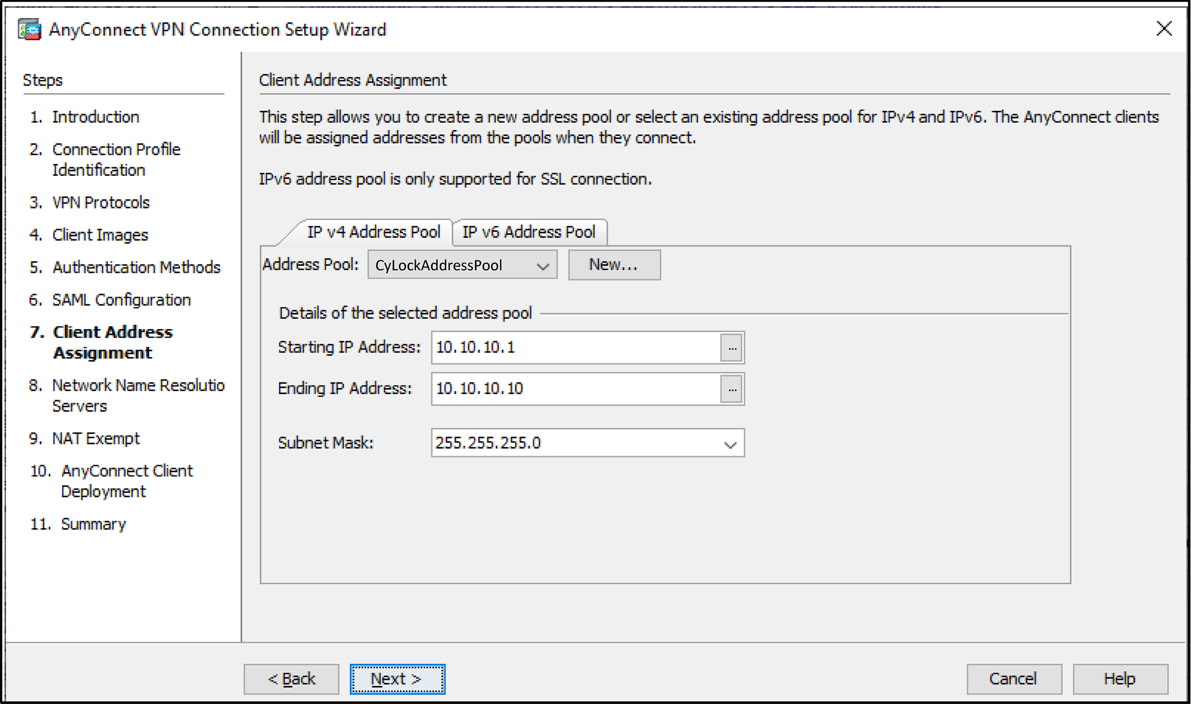 Selecting Address Pool